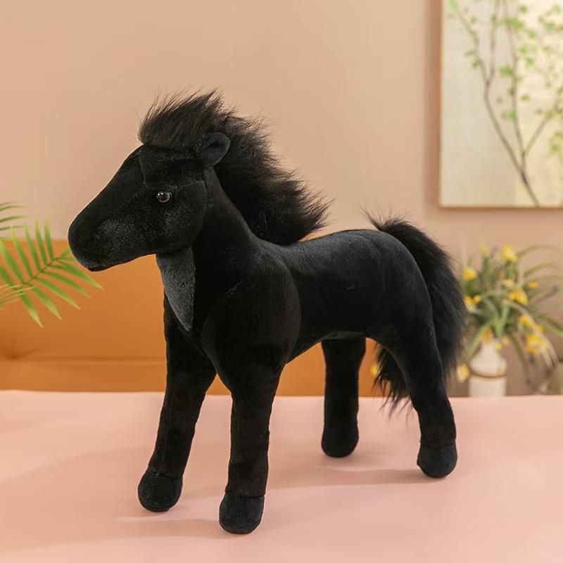 Realistic Little White Horse Plush Toy - Stuffed Pony Doll Ornament Gift for Year of the Horse