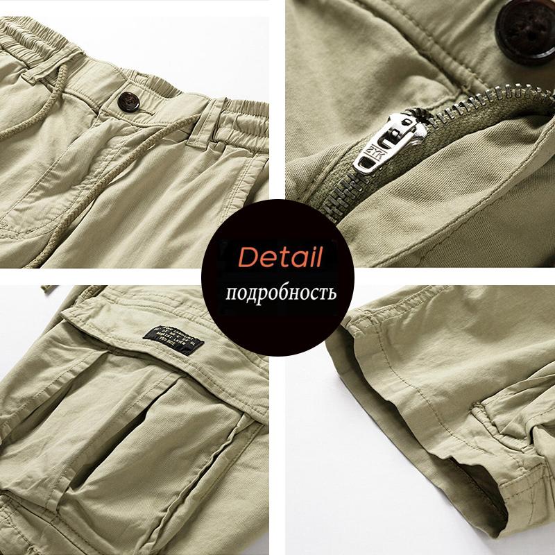 Summer Men Cargo Multi Pocket Shorts Men Casual Solid Elastic Waist Beach Short Spring Men Jogger Pants Shorts Male Dropshipping