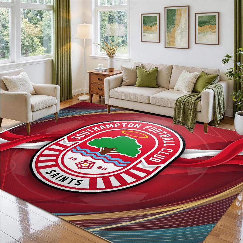 Southampton Football Design Crystal Velvet Rug Soft Decorative Mat for Bedroom Entrance