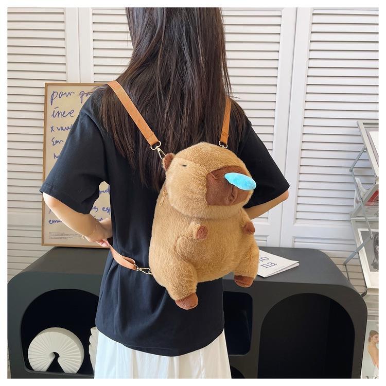 Capybara Plush Cartoon Double Shoulder Backpack - Cute Children's Bag