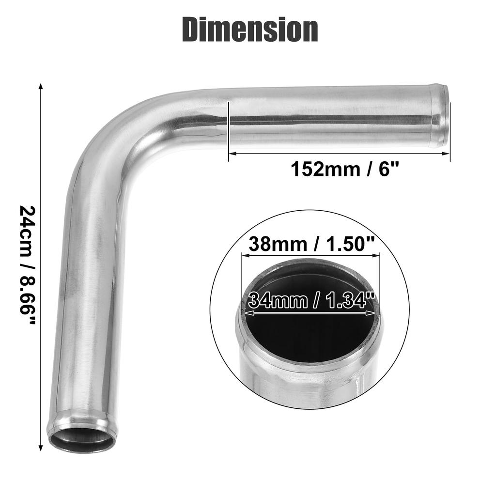 ACROPIX OD Leg Length Car Aluminum Alloy Tube Intercooler Pipe 90 Degree Bend Elbow Air Intake Joiner Tube Set of 2 1.50" (38mm) 6" (152mm) -