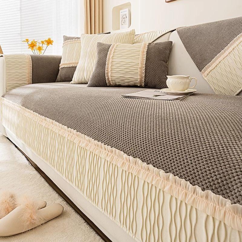 Corduroy Sofa Cushion Universal In All Seasons French Style Sofa Seat Cushion High-end Sofa Cover