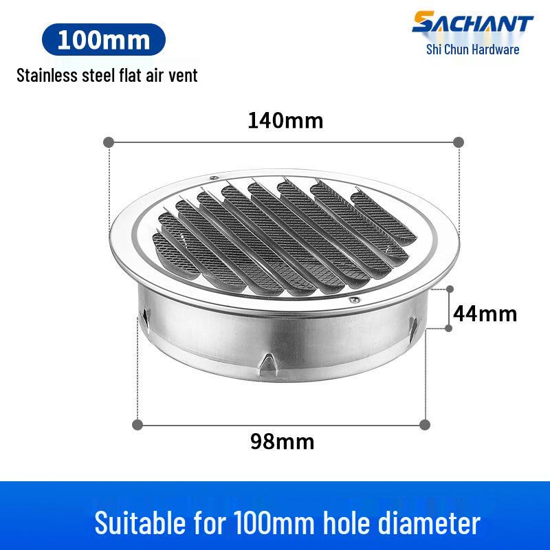 304 Stainless Steel Exterior Wall Vent Cap with Mesh Cover for Duct Exhaust Fans