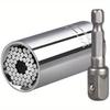 Metric 7-19mm Socket 3/8" Hex Shank Post 1/4"-3/4" Silver Ratchet Socket Universal Socket Tool with Electric Drill Adapter (Silver Socket + Post)