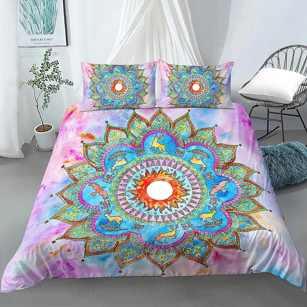 Boho Pościel Mandala Poszewka na Kołdrę Luksusowa Miękka Pokrowiec na Kołdrę Rozmiar Queen 2/3 Sztuki Styl Boho Kwiatowa Pościel Pokrowiec Tekstylia Domowe