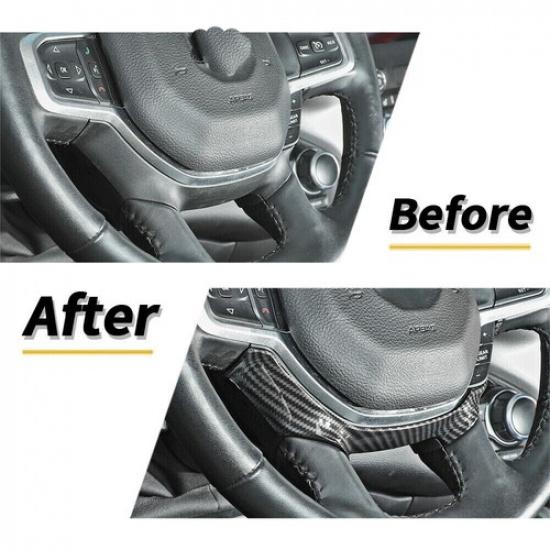 Carbon Fiber Steering Wheel Frame Cover Trim Accessories For Dodge Ram 1500 18+