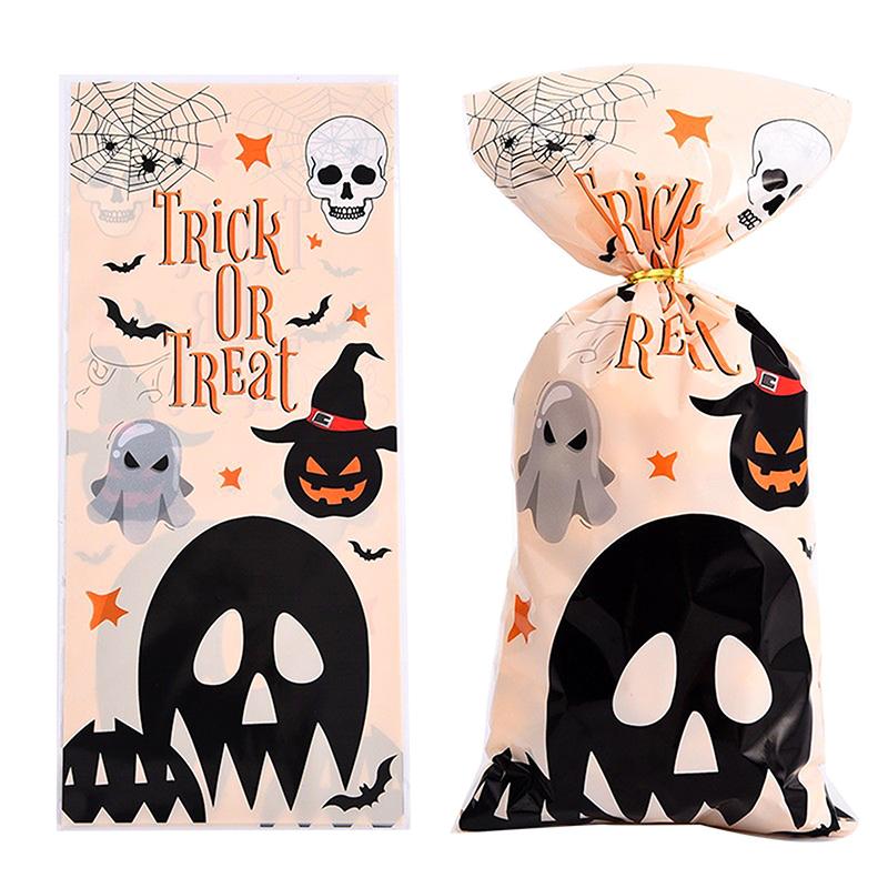 50Pcs Halloween Gift Bags Candy Cookie Packaging Bags Halloween Party Decor Supplies