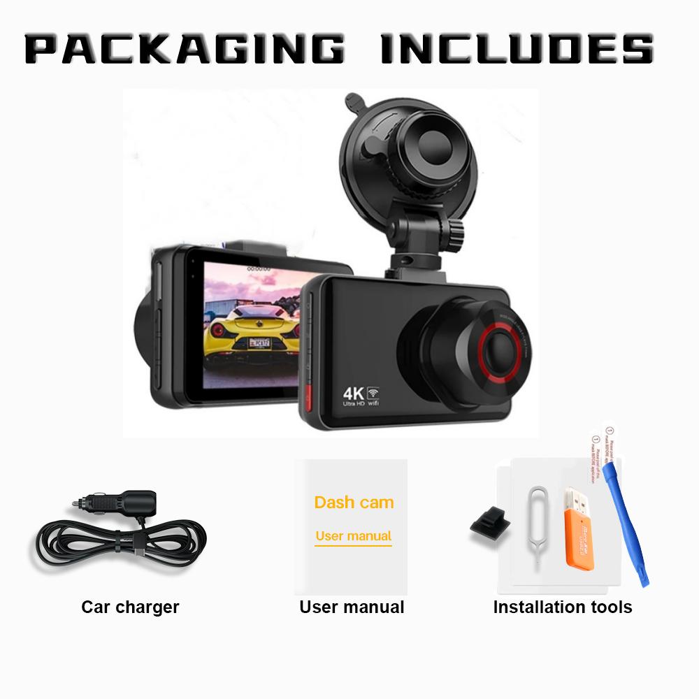 

QOZ Dash Cam Cars 4K Front and Rear Camera Car Dvr WIFI Car Camera for Vehicle Video Recorder Rear View Camera Parking Monitor NONE