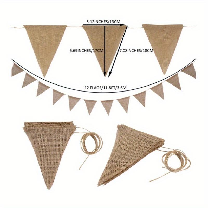 Birthday Linen Banner Multicolor Triangles Flags Hanging Pennant Decor Birthday Party Favor