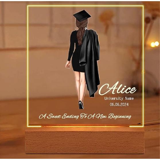 Personalized Graduation Lamp Gifts for Her Custom Class of 2024 Graduation Acrylic Plaque Night Light Congrats Grad Gift for Daughter Son Class of