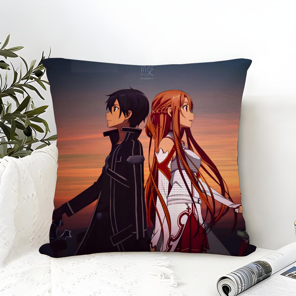 SSword Art OOnline SAO Pillow Case Cotton Linen Fabric Square Zipper Pillowcase Home Decorative Living Room