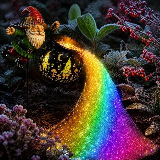 No Wire Driveway Lighting Flying Cauldron Solar Garden Light, Gnome LED Yard Stake Lamp with Auto Motion Sensor Security Light On/Off Sensor,