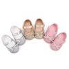 1 Paar Babyschuhe mit Schleife, rutschfest, Kunstleder, für Neugeborene, für Mädchen