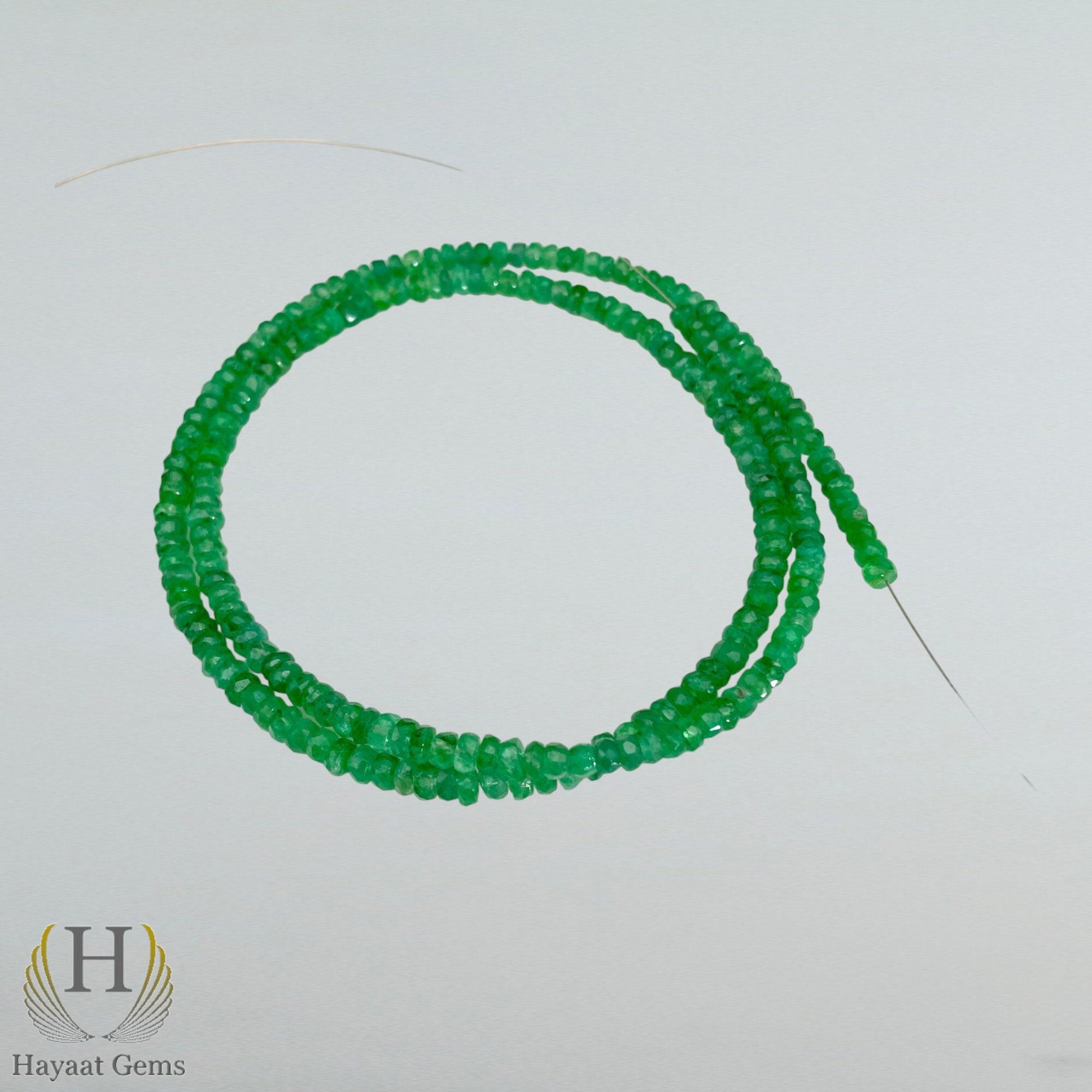 Natural Zambian Emerald Beads: Faceted Green Gemstone String 8 Inch