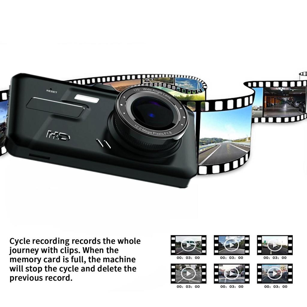 HD 1080P 4"Touch Screen IPS Dash Cam Front and Rear Camera CAR DVR Vehicle Black Box Night Vision Driver Video Recorder