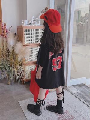 Korean Kids' Cotton T-Shirt & Medium-Long Skirt - 2022 Summer New BF Style for Boys & Girls