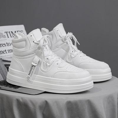 Nieuwe Lente Herenlaarzen Koreaanse Versie Mode Casual Schoenen Hoge Top Boardschoenen Wit Zhongbang Korte Laarzen Herensneakers