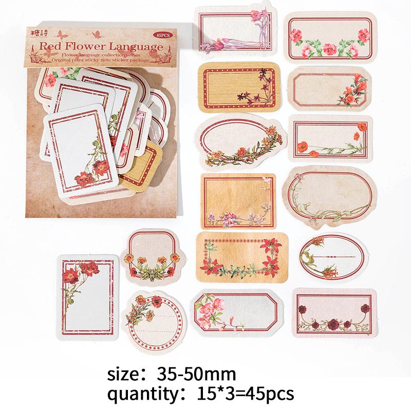 

45 pcs Flowers Labels Stickers Decorative Creativity Scrapbooking accessories Diary Album junk journal supplies