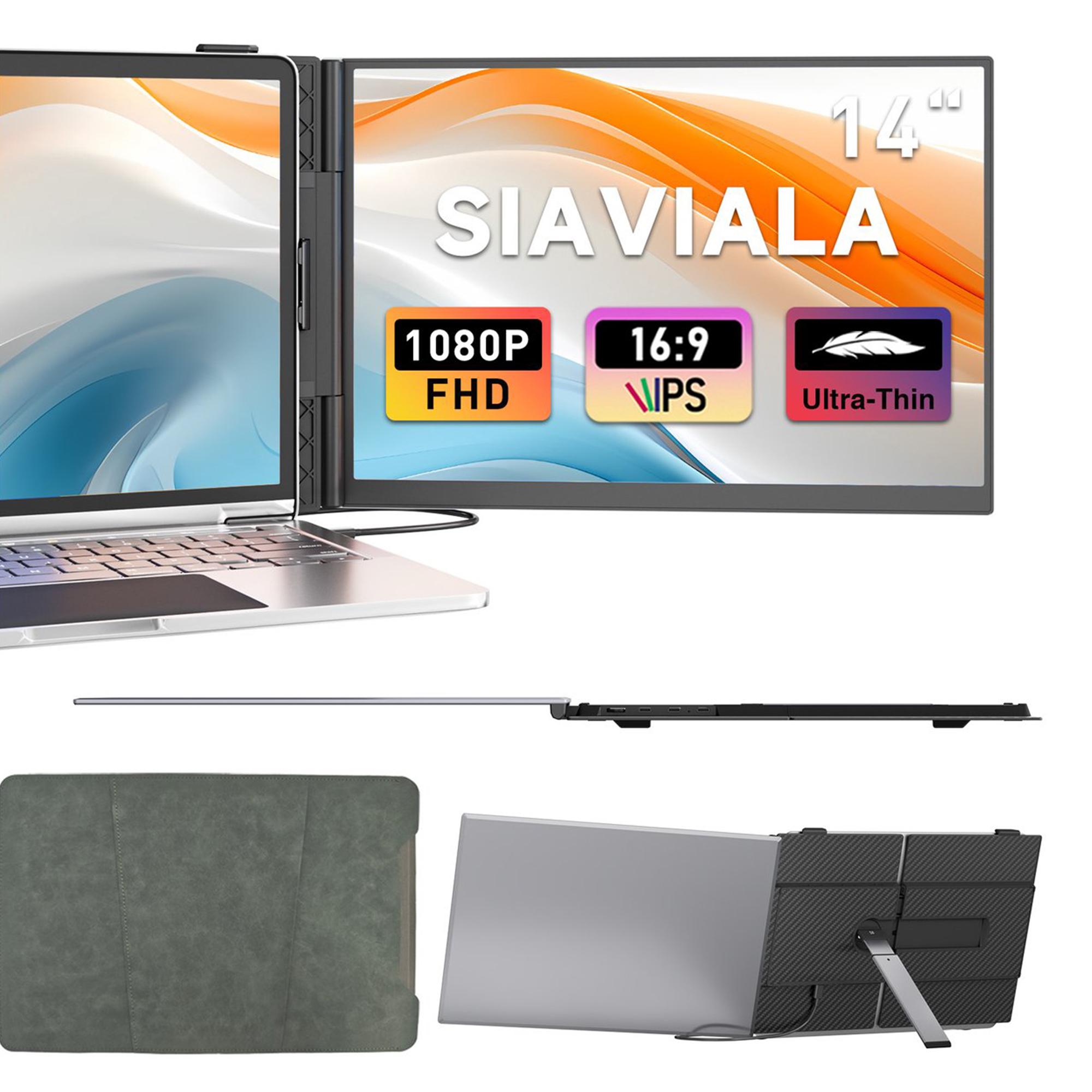 wonderful place Siaviala S8 14 Tragbarer Monitor | Nur 0, 66 Kg & 1, 56 Cm Dünn | 180° Drehbar | Universelle Kompatibilität | Fhd 300 Nits — Ihr Mobiles Büro