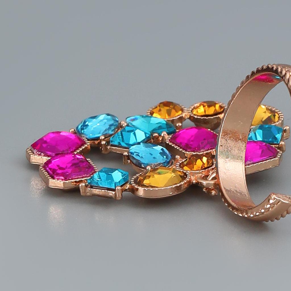 Pinkdudu Fashion Multicolor Rhinestone Double Round Hoop Earrings Exaggerated 4 Color Geometric Earring for Women Jewelry PD1516