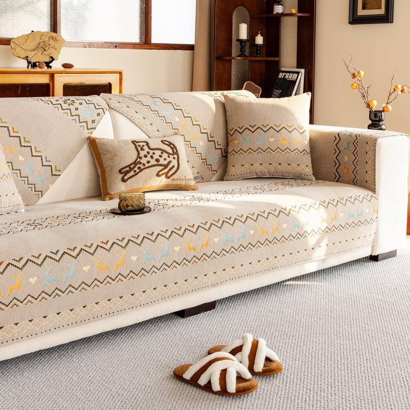 

new light luxury chenille sofa cushion four-season universal non-slip seat cushion Nordic simple modern cover towel 70*70cm