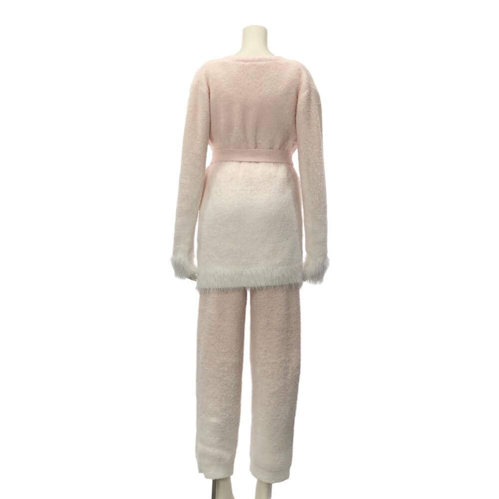 Room Cute Top and Bottom 3 Piece Tank Free Size [RAVIR] Women's Wear, Winter, Fluffy, Pajamas, Set, Set, Shaggy, Fluffy, Gown, Top, Feminine, Purple,