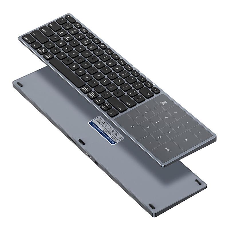 Ultra-Thin 2-in-1 Aluminum Bluetooth Keyboard with Large Touchpad for Desktop, Laptop, and Tablet