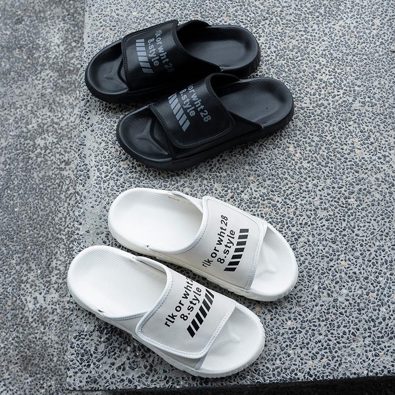 Slippers Men's 2025 Summer New Velcro Tide Brand Beach Slippers Leather Outdoor Wear Casual Street Flip-flops