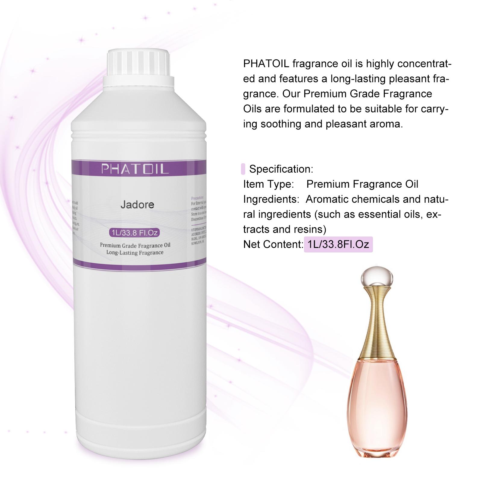 

PHATOIL 1000 мл/33,8 жидких унций Ароматические масла для диффузоров, изготовления свечей, парфюмерии своими руками, освежителей воздуха, идеально подходят для домашнего офиса в автомобиле Jadore