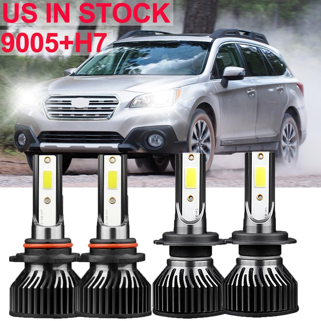Car LED Headlight Bulb Combo Bulbs Kit 9005 H7 High Low Beam Bright White 6000K COB Cjhips Internal Drive DC12V Fit for Cars
