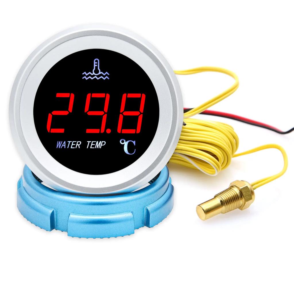 Universal Car Electronic LED Digital Water Temperature Meter 12/24V with 10mm Car Temperature Sensor for Car Truck Yacht Boat