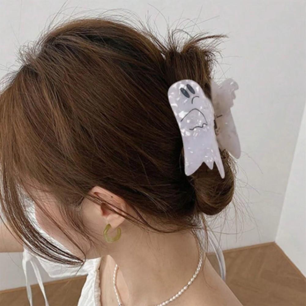 Funny Pumpkin Shark Clip Ghost Acetic Acid Hair Claw Personalized Halloween Shark Clip  Women