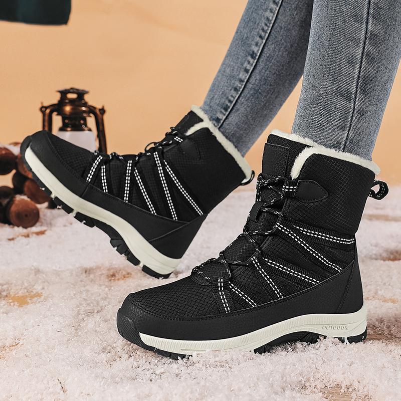 Large Size Women's Snow Boots Comfortable Warm Waterproof Non-Slip Cotton Shoes for Cold Weather