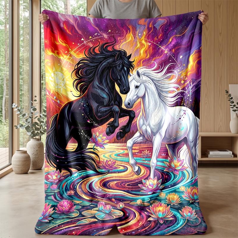 Magical Horse Dance 1 Theme Blanket Lightweight Warm Flannel Blanket Decorative Throw Blanket for Home Decoration