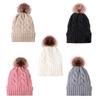 Women S Fleece Lined Pom Pom Knit Hat For Winter