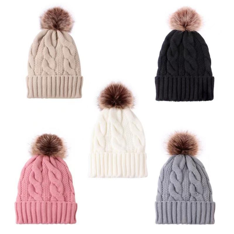 Women S Fleece Lined Pom Pom Knit Hat For Winter