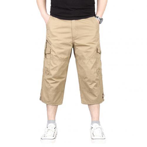 Men's Capris Summer Multi Pocket Capris Men's Loose Large Wide Leg Workwear Shorts Straight Leg Sports Middle Pants