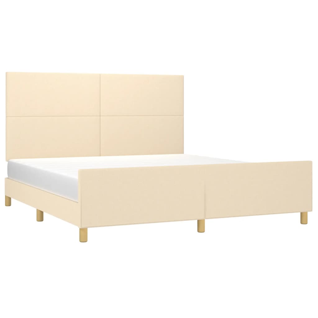 Vidaxl Bed Frame Without Mattress, Cream, 180X200 Cm, Upholstered