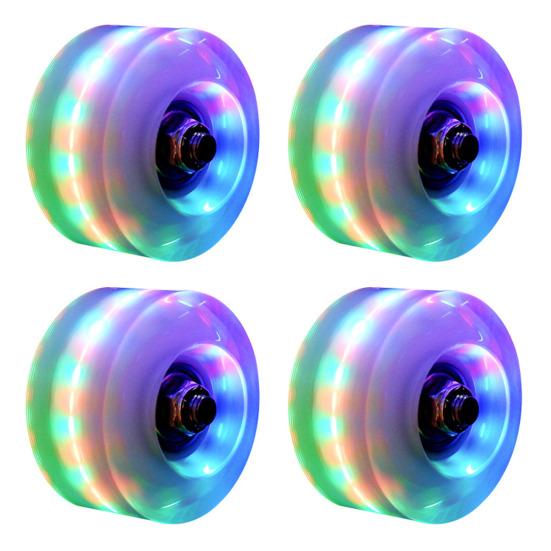 4Pcs Luminous Roller Skating Wheels Flashing Double Row Bearing Skates Accessory