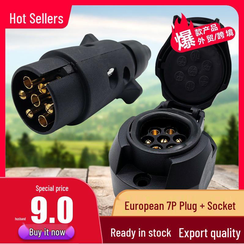 Europäische 7-Pin Nylon-Steckdose mit Gummipolster für Wohnmobil-Anhänger