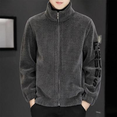 Herren Stehkragen Hoodies Pullover Casual Plüsch und dicke Jacke Mantel
