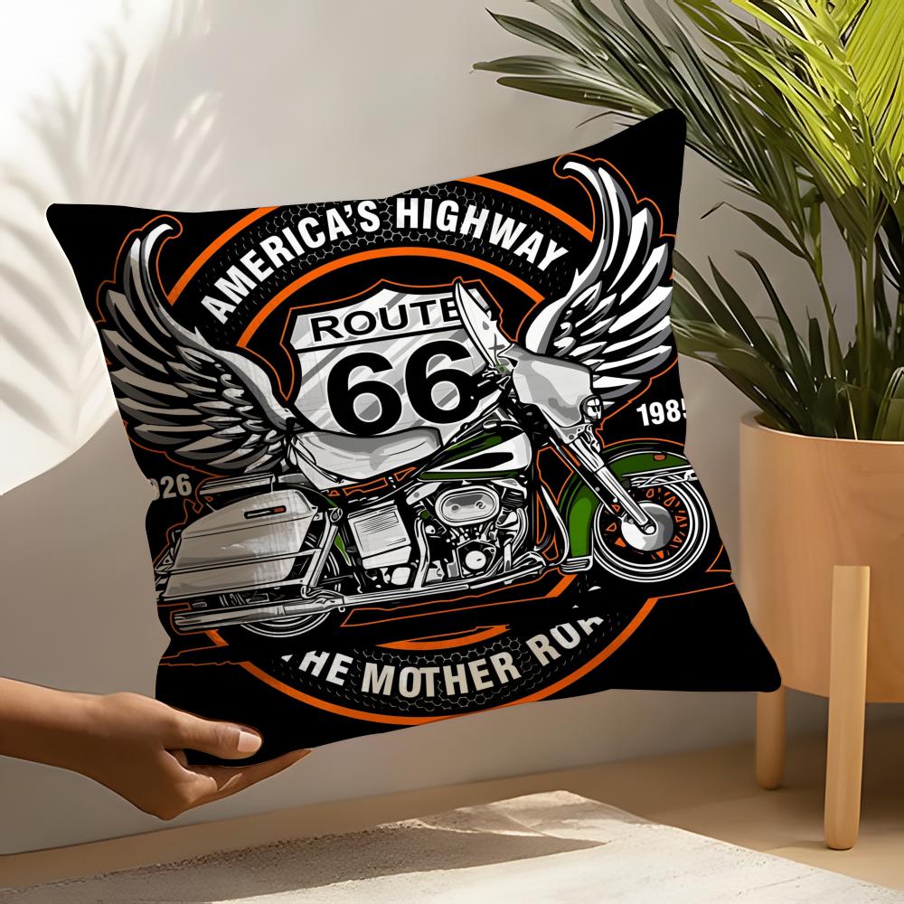 Travel Motorcycle Ride US Route Linen Cushion Covers For Decorative Sofa Home Pillows Case Car Chair Pillows Cases