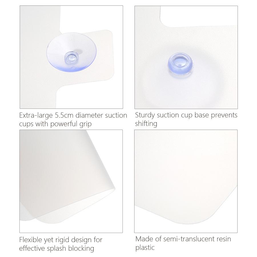 Multi-Functional Sink Anti-Splash Board with Double Suction Cup Dish Washing Countertop Spill Protector for Food Prep