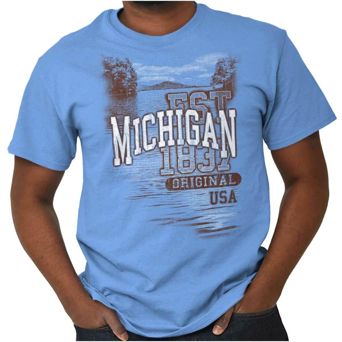 Michigan Great Lakes State Camping Souvenir Womens or Mens Crewneck T Shirt Tee XXXL