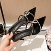 Fashion Luxury Rhinestones Gem Narrow band Women Slipper Sandals Elegant Pointed toe Thin High heels Mules Slides Fashion Party Shoes