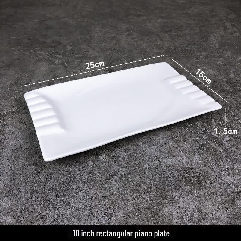 

White Ceramic Rectangular Dinner Plate