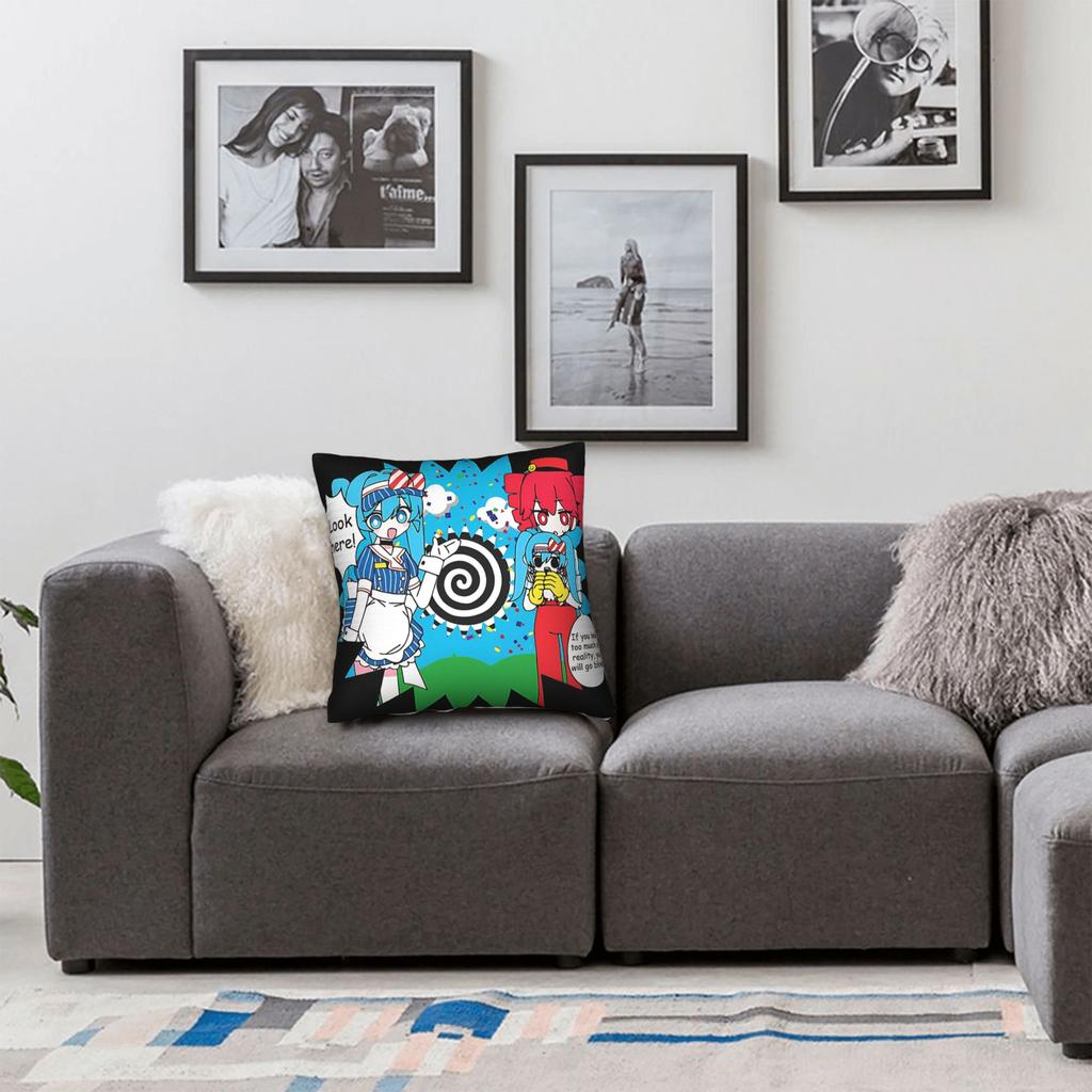 Mesmerizer Kasane Teto Quadratische Kissenbezüge Horror Kissenbezug Benutzerdefinierte Polyester Dekoration Überwurf Kissenbezug für Sofa 40x40cm