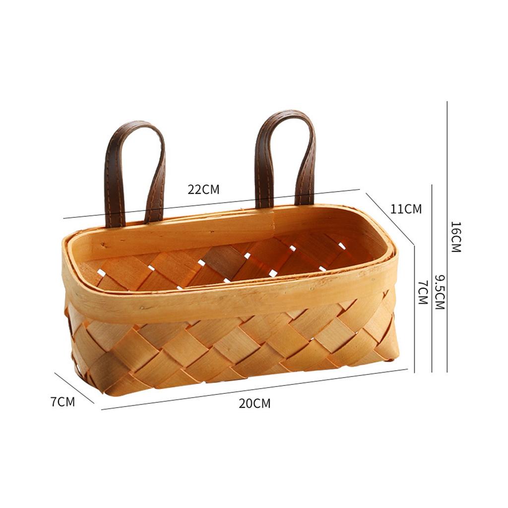 Multipurpose Imitation Rattan Wall Mount Basket with Hanging Handle Decor Hand Woven for Toys Snacks Vegetable Ginger Garlic