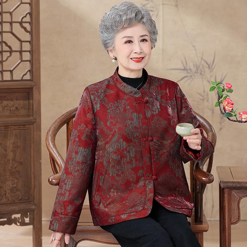 

Traditional Lambswool-Lined Tang Jacket for Elderly Women - Winter Wear for Grandma 4XL (approx. 135-150 lbs)