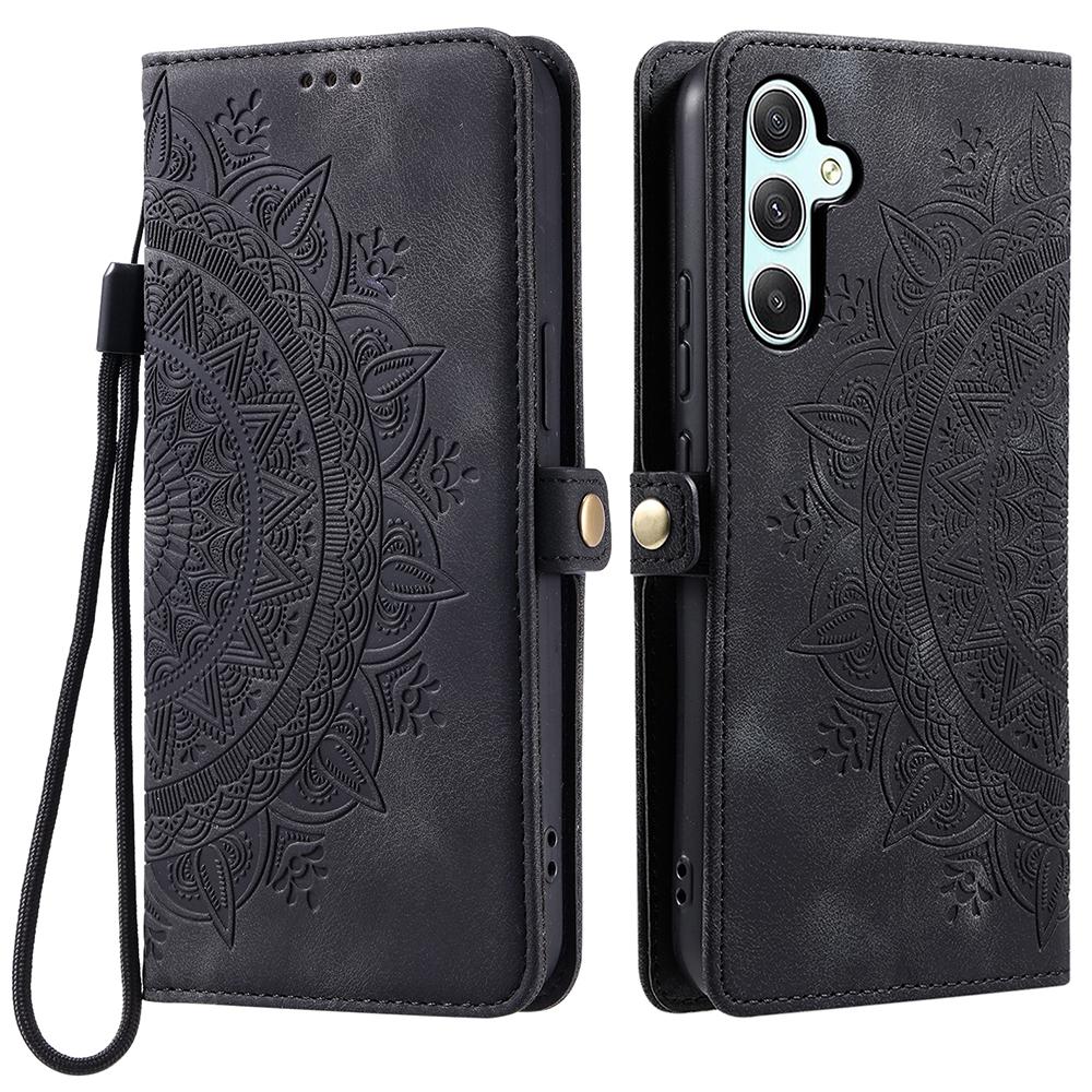 

Стиль 016 Чохол для Samsung Galaxy A56 5G з тактильним покриттям, з тисненням тотема, шкіряний чохол-гаманець для телефону Black